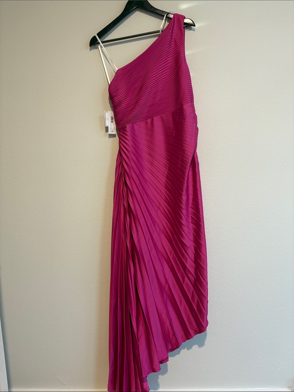 Premier One-Shoulder Pleated Magenta Evening Dress